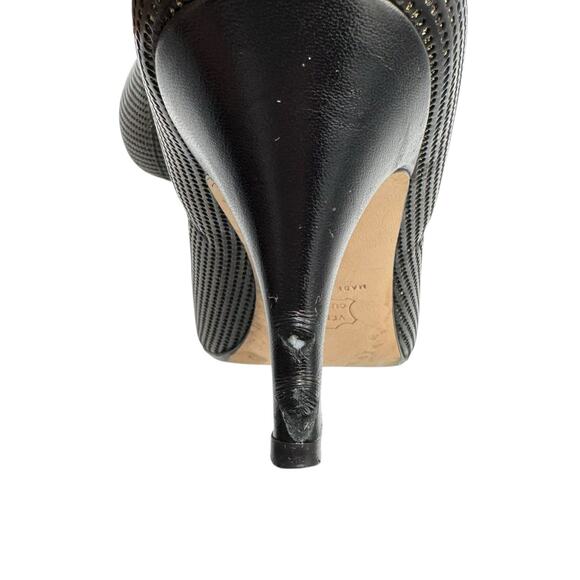Donald J Pliner Tion Black Leather Gold Detail Perforated Pointed High Heel Pump - Picture 9 of 11